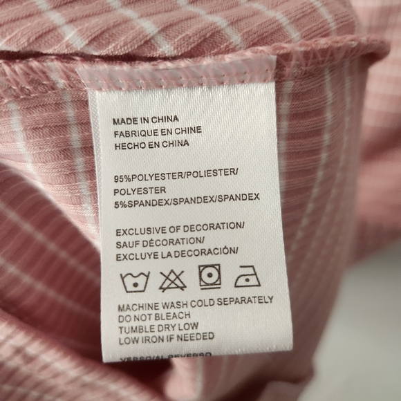 NWT Pink & White Striped Ribbed Crossover Bodycon Mini Dress - Picture 4 of 14